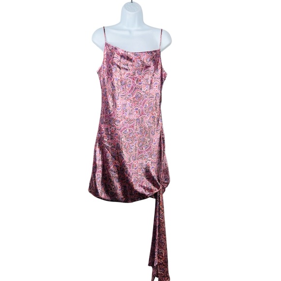 Cinq a Sept Mini dress Paisley Ryder Pink Satin Cowl Draped Party Romantic